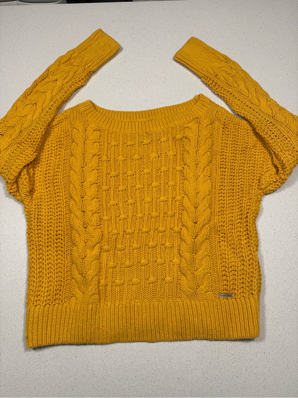 A&F Cozy Cable Knit Sweater - Mustard Yellow